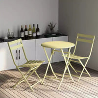 MAYEERTY Ensemble bistrot de patio pliable blanc 3 pièces, table et chaises rondes