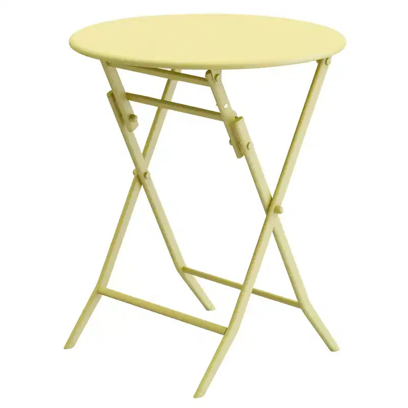 MAYEERTY Ensemble bistrot de patio pliable blanc 3 pièces, table et chaises rondes