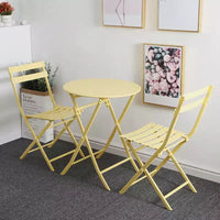 MAYEERTY Ensemble bistrot de patio pliable blanc 3 pièces, table et chaises rondes
