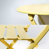 MAYEERTY Ensemble bistrot de patio pliable blanc 3 pièces, table et chaises rondes