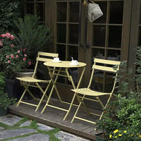 MAYEERTY Ensemble bistrot de patio pliable blanc 3 pièces, table et chaises rondes