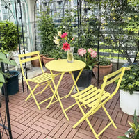 MAYEERTY Ensemble bistrot de patio pliable blanc 3 pièces, table et chaises rondes