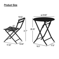 MAYEERTY Ensemble bistrot de patio pliable blanc 3 pièces, table et chaises rondes