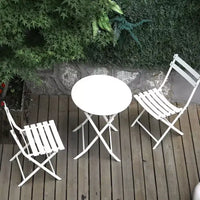 MAYEERTY Ensemble bistrot de patio pliable blanc 3 pièces, table et chaises rondes