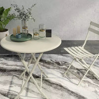 MAYEERTY Ensemble bistrot de patio pliable blanc 3 pièces, table et chaises rondes