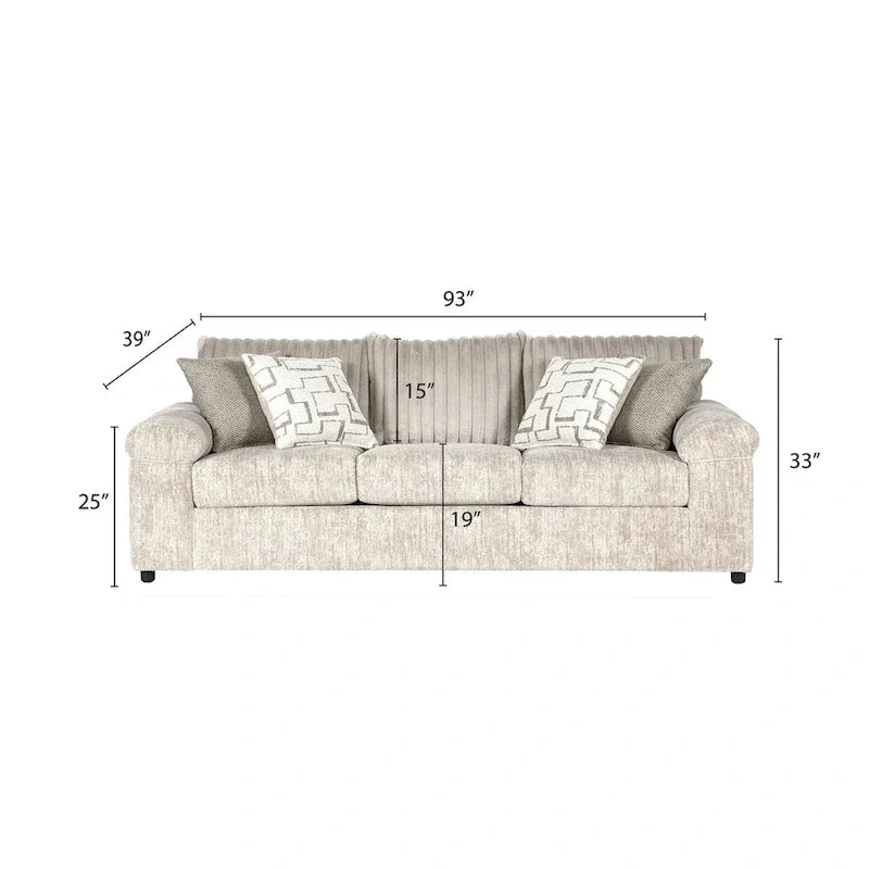 Ensemble canapé, causeuse et fauteuil câlin en velours côtelé à grosses côtes Nason de Roundhill Furniture