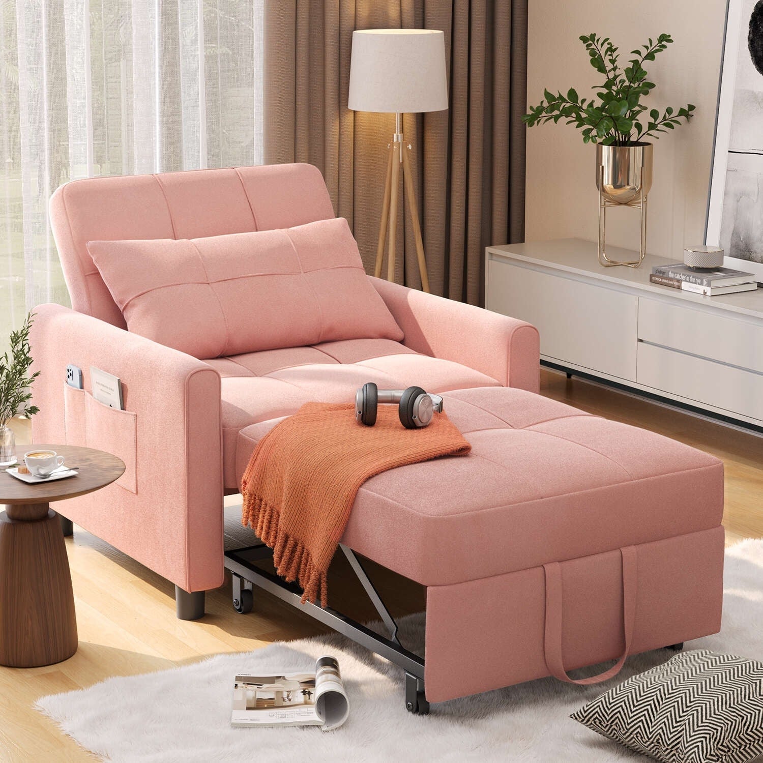 Canapé-lit réglable 3 en 1, fauteuil-canapé escamotable, lit pliant convertible pour salon