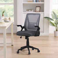 Javlergo Chaise de Bureau Dossier Mi-Hauteur Pivotante avec Support Lombaire, Fauteuil de Bureau Ergonomique en Maille avec Accoudoirs