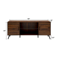 Meuble TV à 2 portes de 60 pouces de style moderne du milieu du siècle Middlebrook