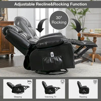 Fauteuil inclinable de massage en PU pivotant avec port de chargement USB, 2 porte-gobelets et poche latérale