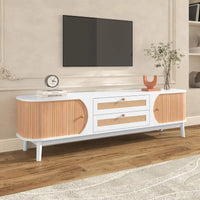 Meuble TV en rotin de style ferme moderne