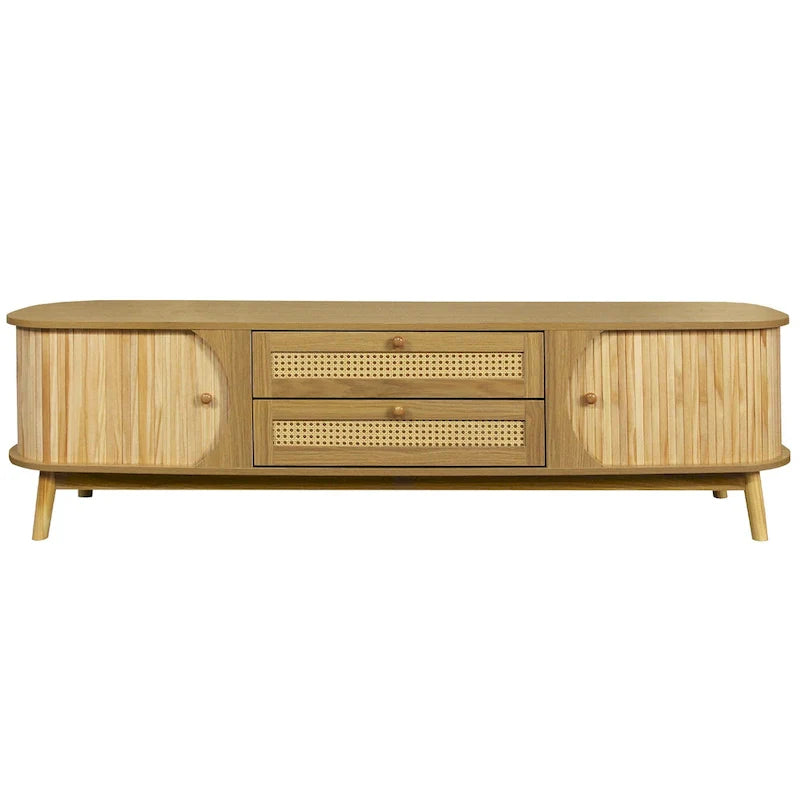 Meuble TV en rotin de style ferme moderne