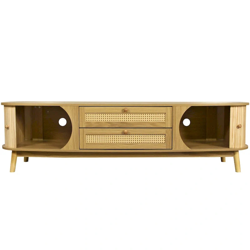 Meuble TV en rotin de style ferme moderne