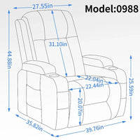 Fauteuil releveur électrique en similicuir PU noir, massage 8 points, chauffant, USB