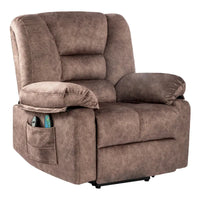 Fauteuil inclinable électrique surdimensionné en velours avec massage, chauffage, poches