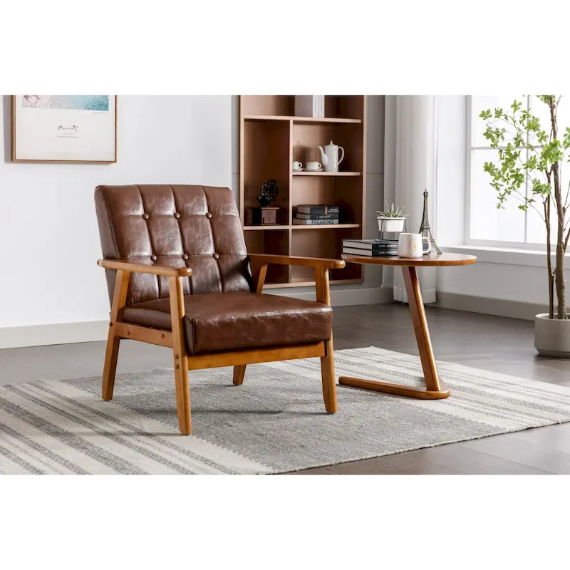 Fauteuil d'appoint capitonné 28,74 pouces avec structure en bois massif
