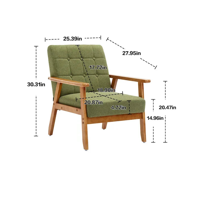 Fauteuil d'appoint capitonné 28,74 pouces avec structure en bois massif