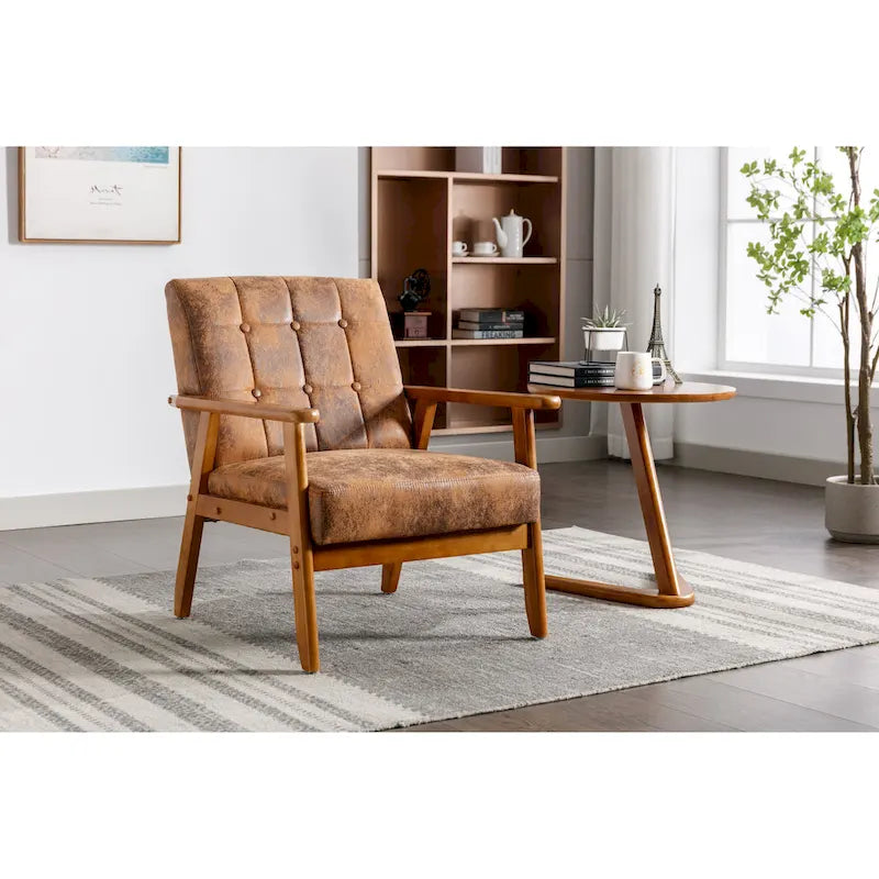 Fauteuil d'appoint capitonné 28,74 pouces avec structure en bois massif