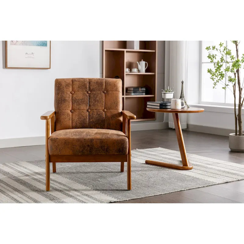 Fauteuil d'appoint capitonné 28,74 pouces avec structure en bois massif