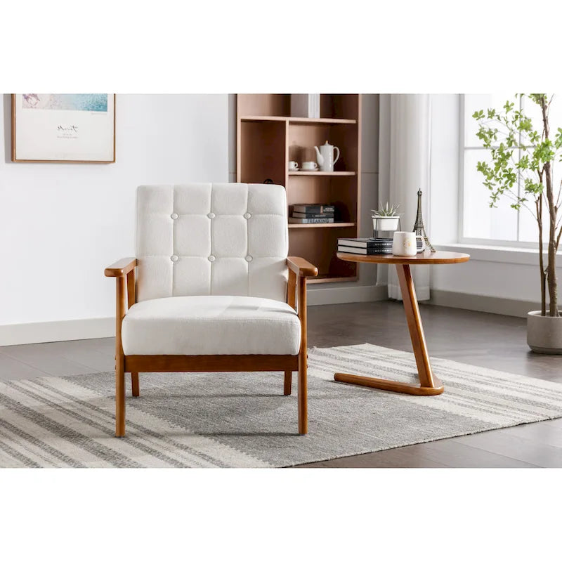 Fauteuil d'appoint capitonné 28,74 pouces avec structure en bois massif