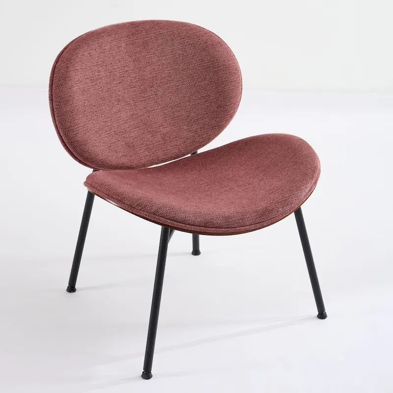 Chaise Coque Mid-Century Moderne Chaise d'appoint Piétement Trépied en Cuir Noir Fauteuil de Salon Finition Noyer Dossier Confortable