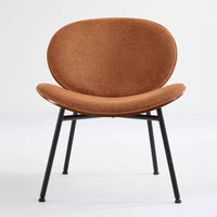Chaise Coque Mid-Century Moderne Chaise d'appoint Piétement Trépied en Cuir Noir Fauteuil de Salon Finition Noyer Dossier Confortable