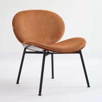 Chaise Coque Mid-Century Moderne Chaise d'appoint Piétement Trépied en Cuir Noir Fauteuil de Salon Finition Noyer Dossier Confortable