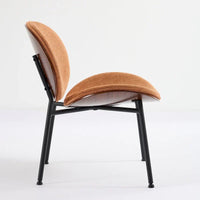 Chaise Coque Mid-Century Moderne Chaise d'appoint Piétement Trépied en Cuir Noir Fauteuil de Salon Finition Noyer Dossier Confortable