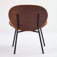 Chaise Coque Mid-Century Moderne Chaise d'appoint Piétement Trépied en Cuir Noir Fauteuil de Salon Finition Noyer Dossier Confortable