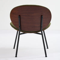 Chaise Coque Mid-Century Moderne Chaise d'appoint Piétement Trépied en Cuir Noir Fauteuil de Salon Finition Noyer Dossier Confortable