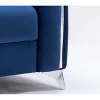 Fauteuil d'appoint moderne en velours bleu 38 avec pieds chromés polis