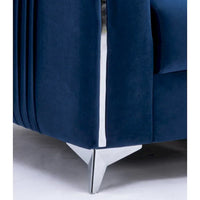 Fauteuil d'appoint moderne en velours bleu 38 avec pieds chromés polis