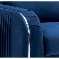 Fauteuil d'appoint moderne en velours bleu 38 avec pieds chromés polis