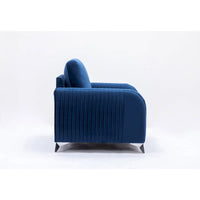 Fauteuil d'appoint moderne en velours bleu 38 avec pieds chromés polis