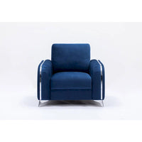 Fauteuil d'appoint moderne en velours bleu 38 avec pieds chromés polis