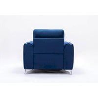 Fauteuil d'appoint moderne en velours bleu 38 avec pieds chromés polis
