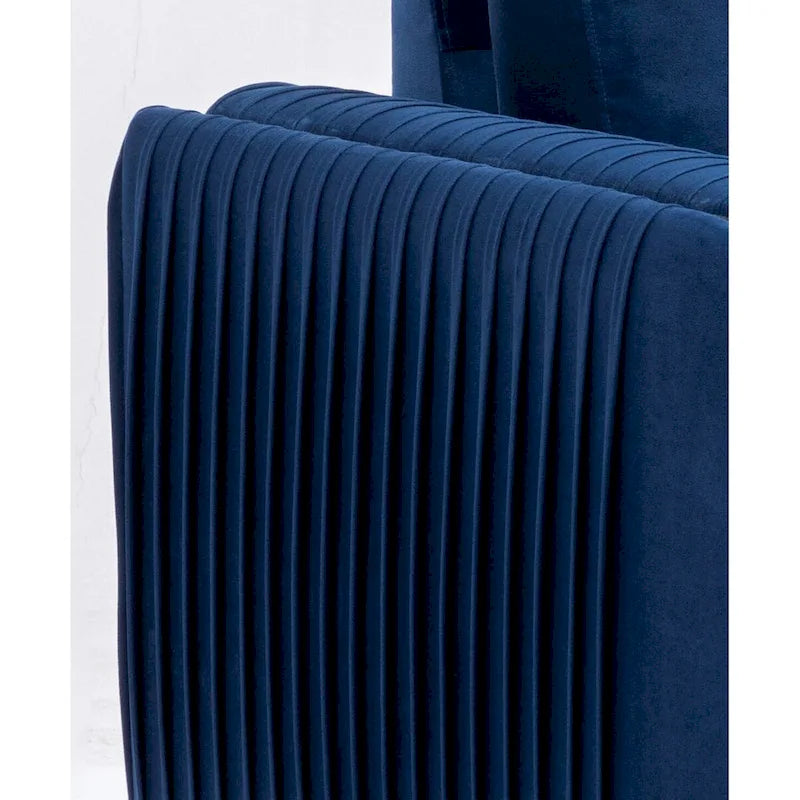 Fauteuil d'appoint moderne en velours bleu 38 avec pieds chromés polis