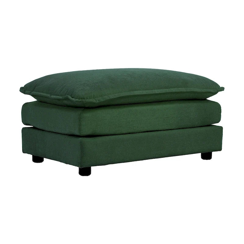 Canapé d'angle en U vert à 6 places avec 3 poufs et oreillers