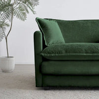 Canapé d'angle en U vert à 6 places avec 3 poufs et oreillers