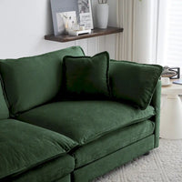 Canapé d'angle en U vert à 6 places avec 3 poufs et oreillers