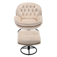Fauteuil d'appoint pivotant beige moderne de 31,7 po avec pouf