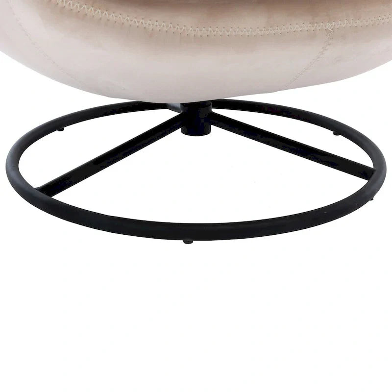 Fauteuil d'appoint pivotant beige moderne de 31,7 po avec pouf