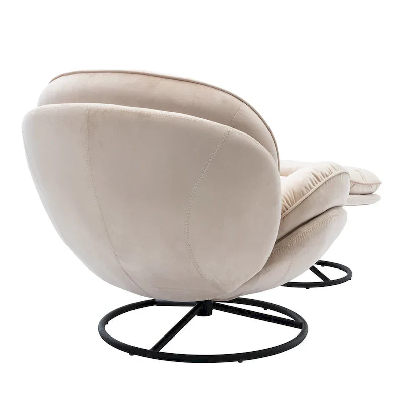 Fauteuil d'appoint pivotant beige moderne de 31,7 po avec pouf
