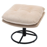 Fauteuil d'appoint pivotant beige moderne de 31,7 po avec pouf