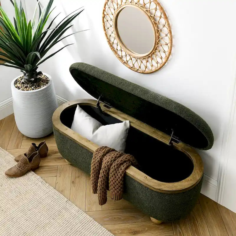 Banc ottoman de rangement, banc ottoman de pied de lit rembourré avec rangement et assise, grand banc de rangement pour couvertures et repose-pieds