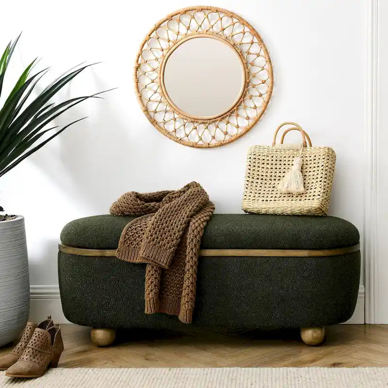 Banc ottoman de rangement, banc ottoman de pied de lit rembourré avec rangement et assise, grand banc de rangement pour couvertures et repose-pieds