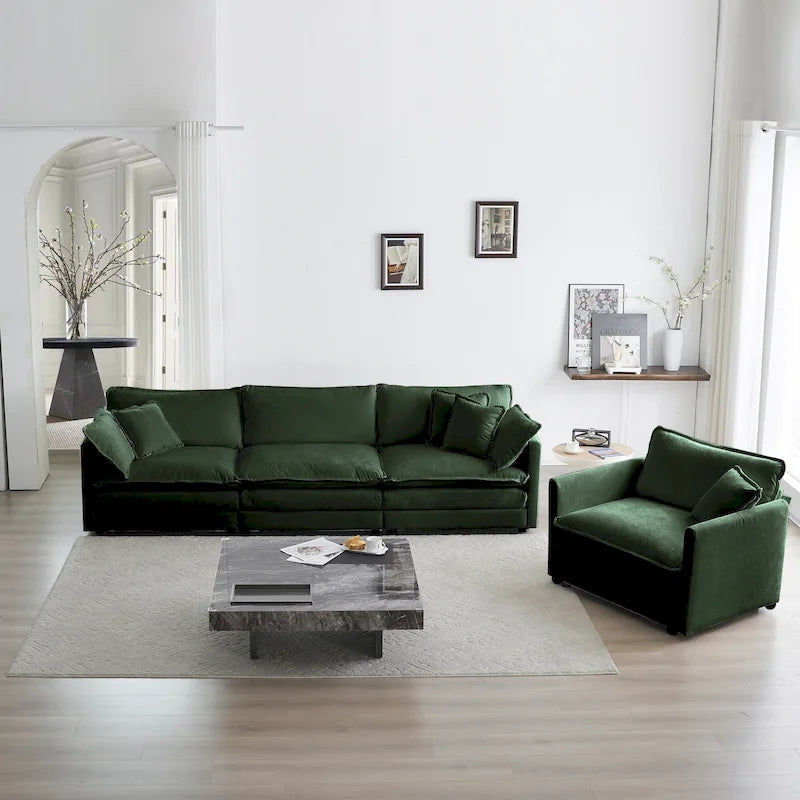 Ensemble canapé sectionnel 2 pièces en chenille pour salon