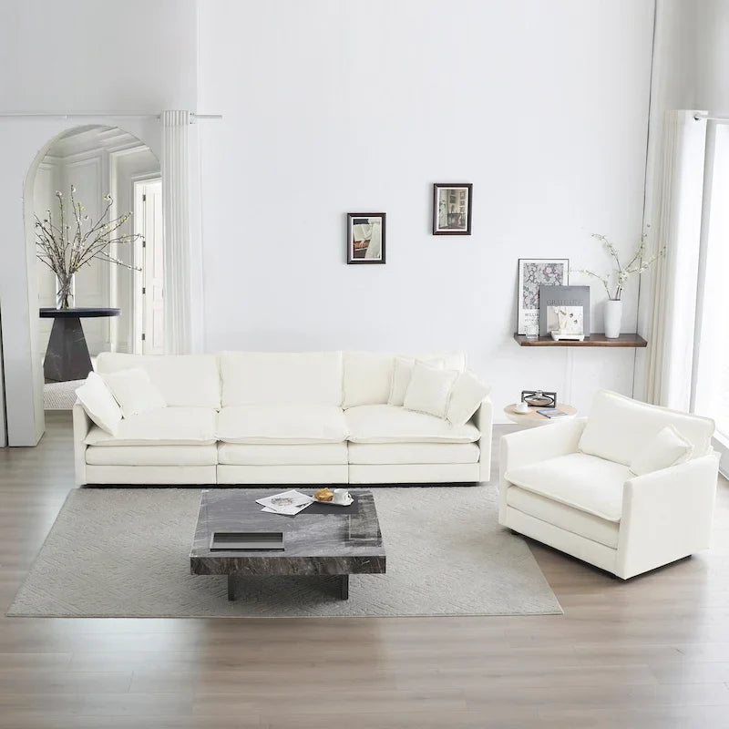 Ensemble canapé sectionnel 2 pièces en chenille pour salon