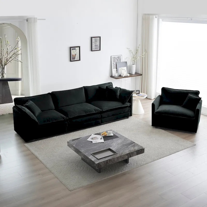 Ensemble canapé sectionnel 2 pièces en chenille pour salon