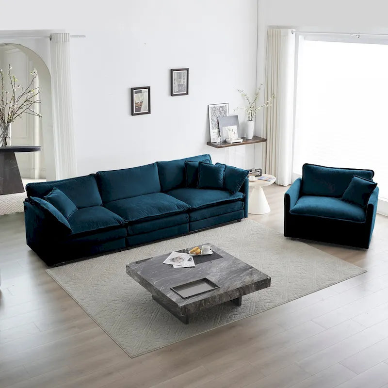 Ensemble canapé sectionnel 2 pièces en chenille pour salon